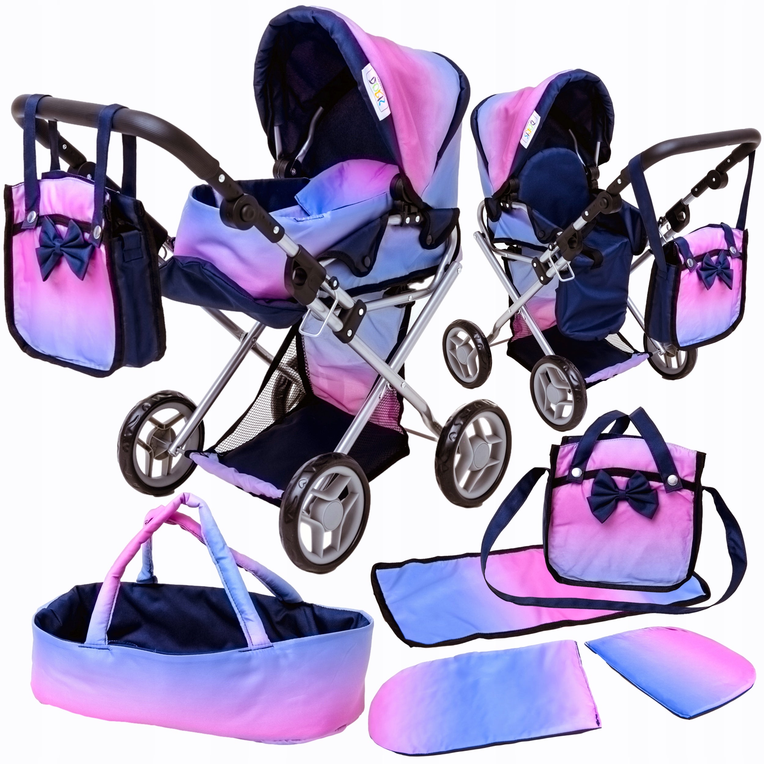 DOLL STROLLER DEEP GONDOLA STROLLER 3in1 FOLDING BAG BEDDING Doris