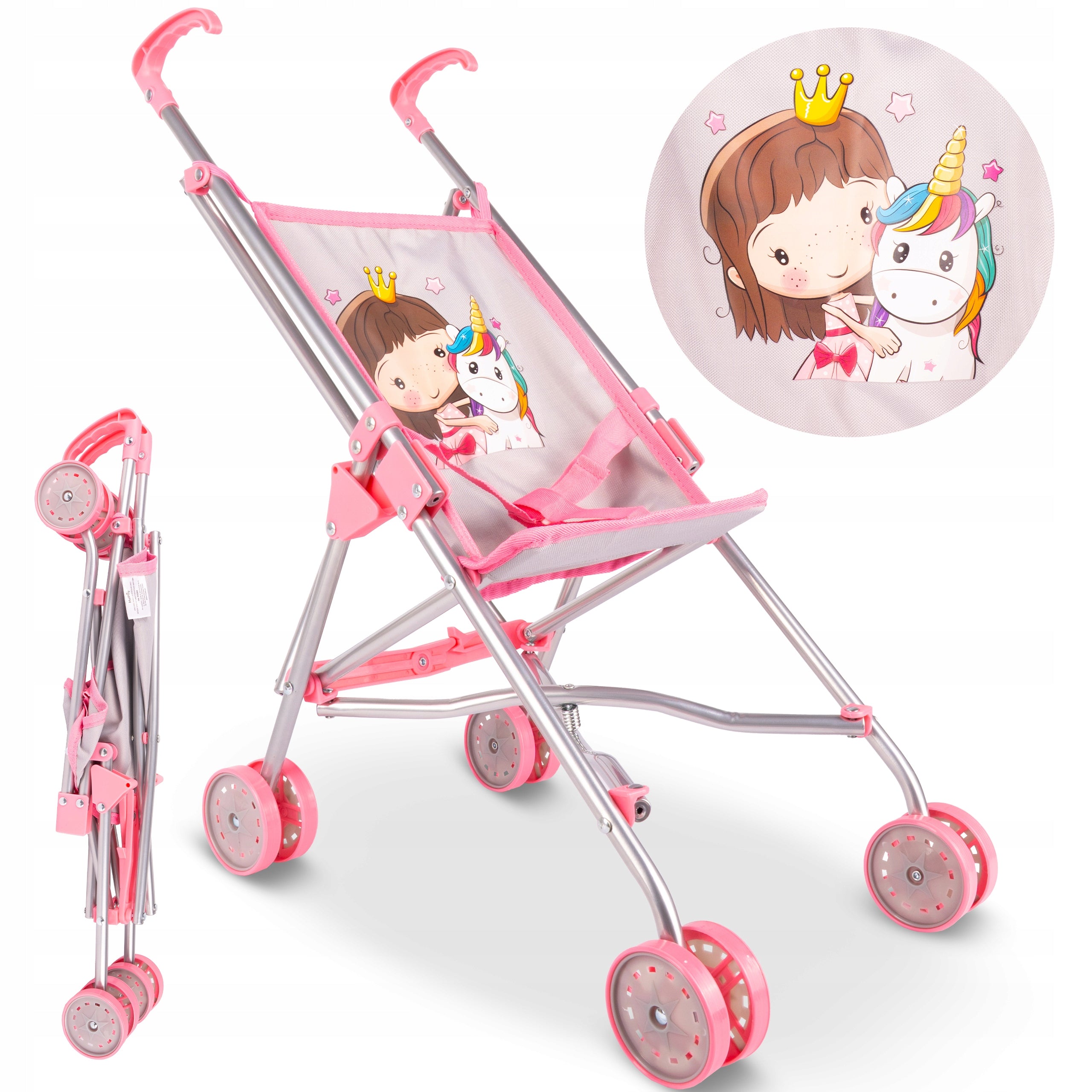 DOLL STROLLER LIGHTWEIGHT FOLDING UMBRELLA STROLLER UNICORN PRINCESS