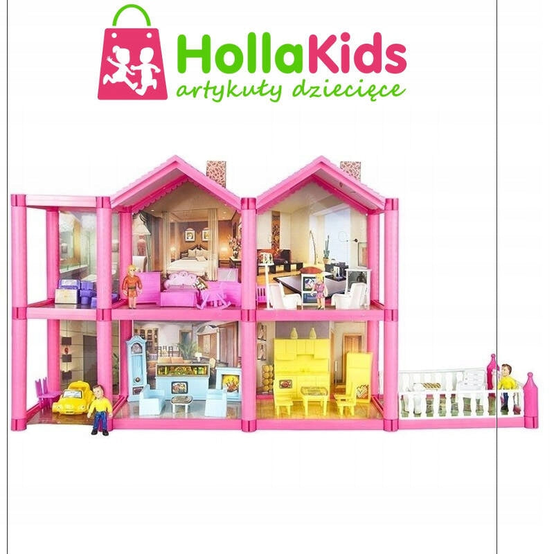 DOLLHOUSE 6 ROOMS TERRACE FURNITURE DOLLS 136 ELEMENTS FIGURINES SET Kid's age 3＋ years