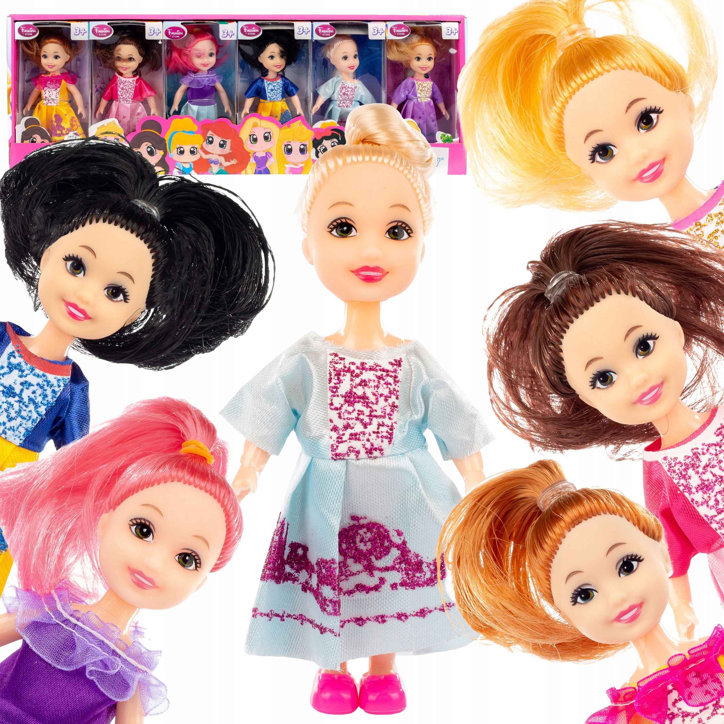 DOLLS DOLL FOR DOLLHOUSE LITTLE PRINCESSES 6 PIECES ACCESSORIES