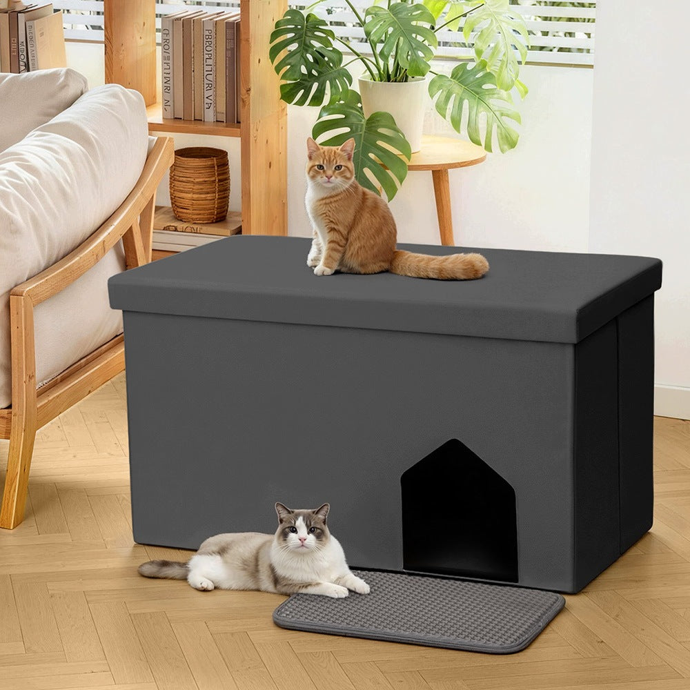 DOMIPET litter box cabinet with bed, waterproof, foldable, black Manufacturer code POA12134250