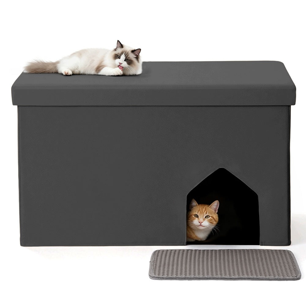 DOMIPET litter box cabinet with bed, waterproof, foldable, black
