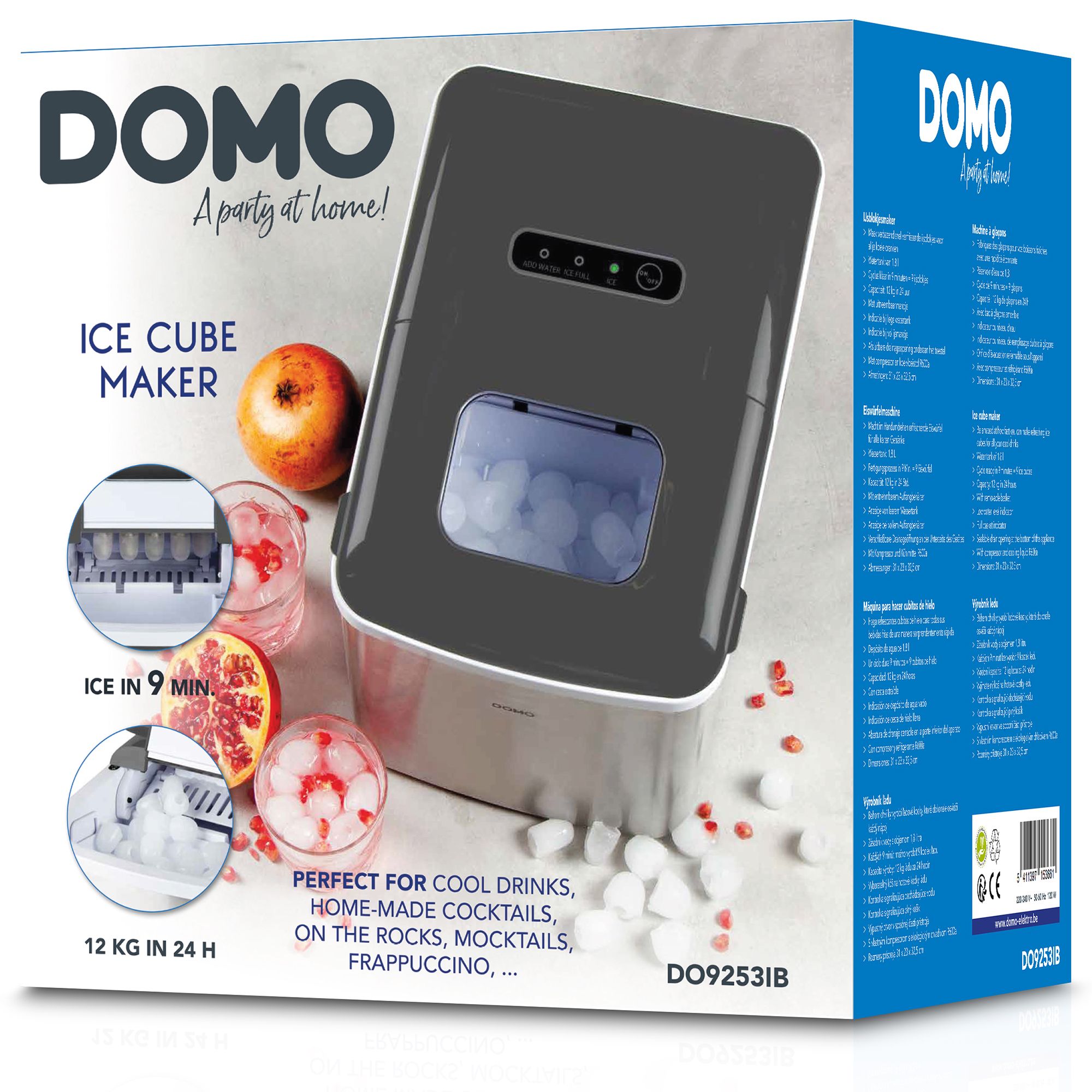 DOMO DO9253IB Ice Cube Maker Home Machine Express Ice 12kg