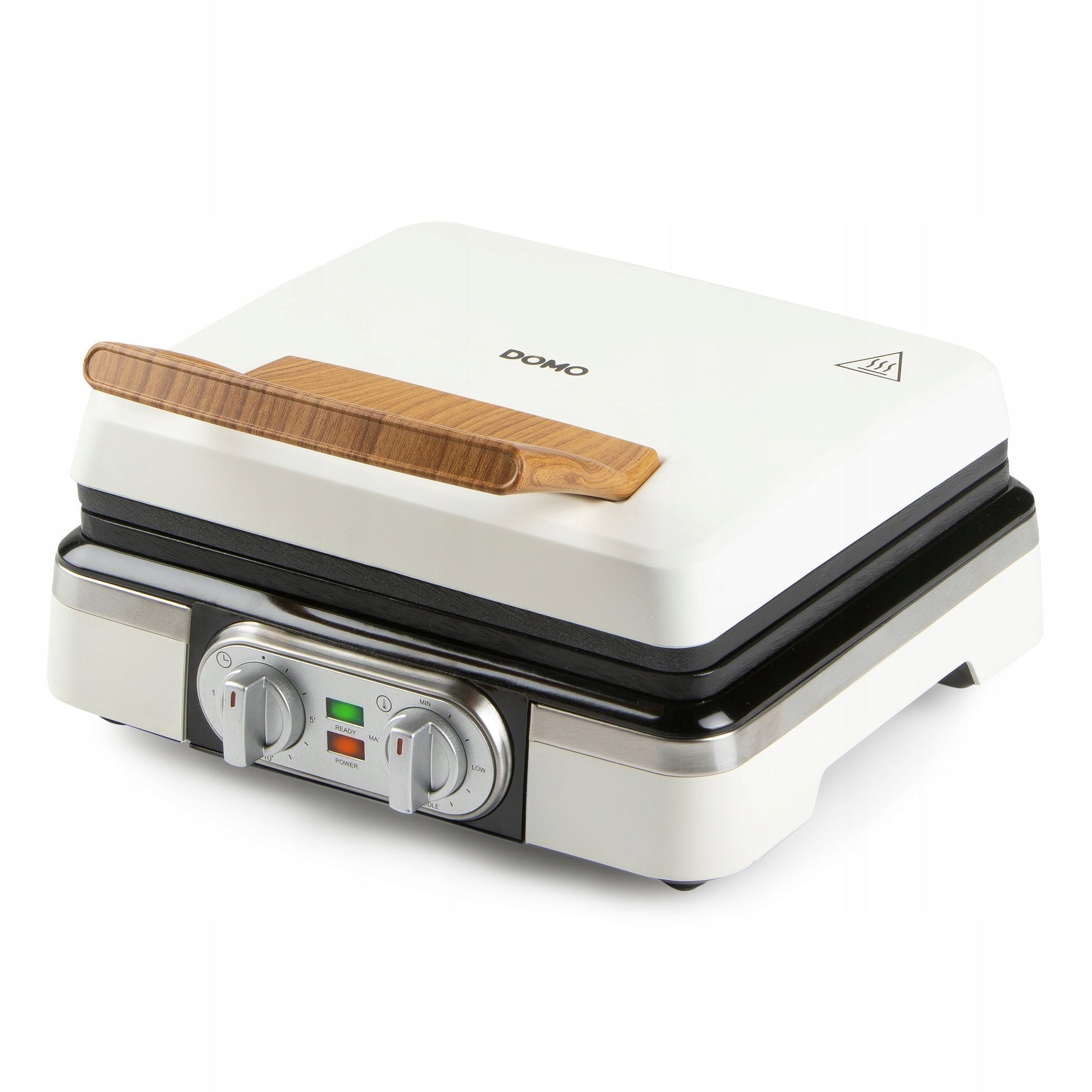 DOMO DO9280W Waffle Iron, 1520W, 2 Large Waffles, Temperature Control, White
