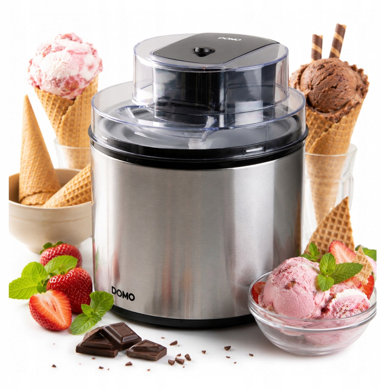 DOMO DO9302I Ice Cream Maker 2L Stainless Steel Homemade Ice Cream