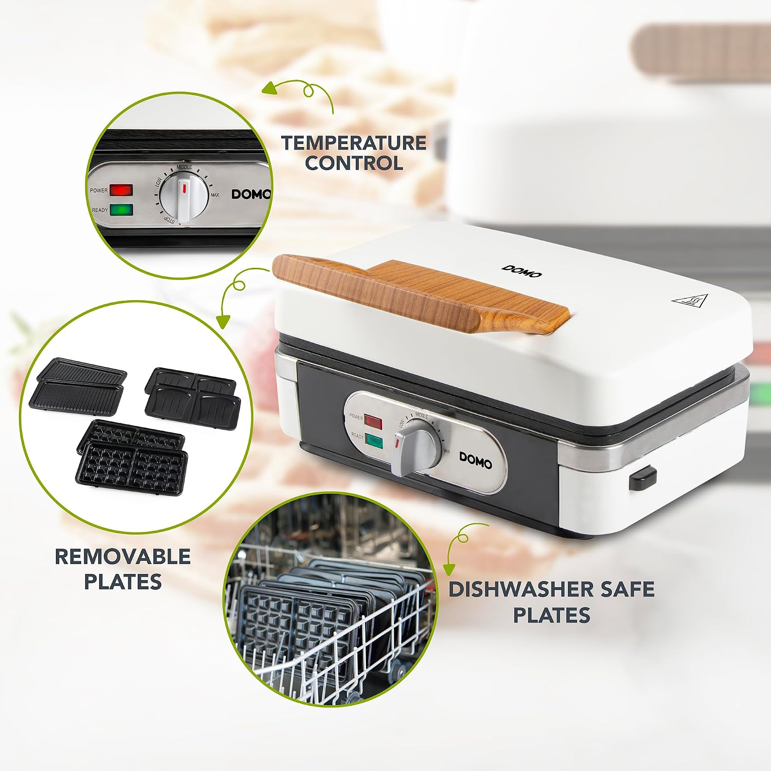 DOMO Toaster 3in1 waffle iron grill 1100W white Brand Domo