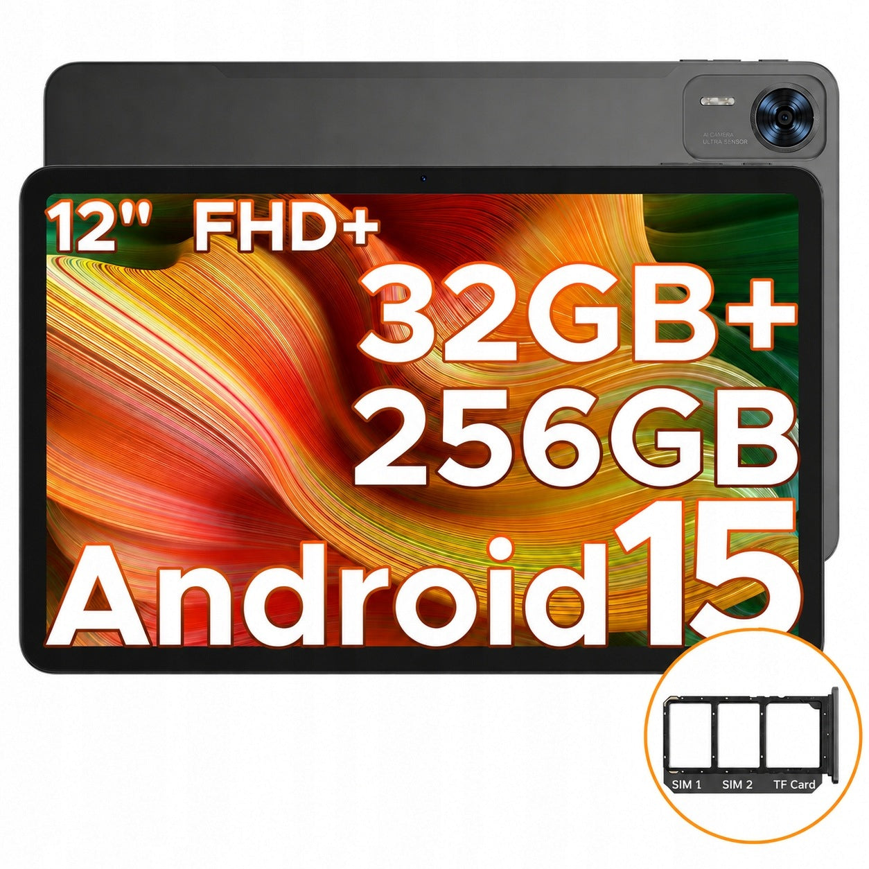 DOOGEE T36 Tablet 12“ Android 32+256GB 2.4K 8800mAh BT5.0/OTG/4G LTE SIM
