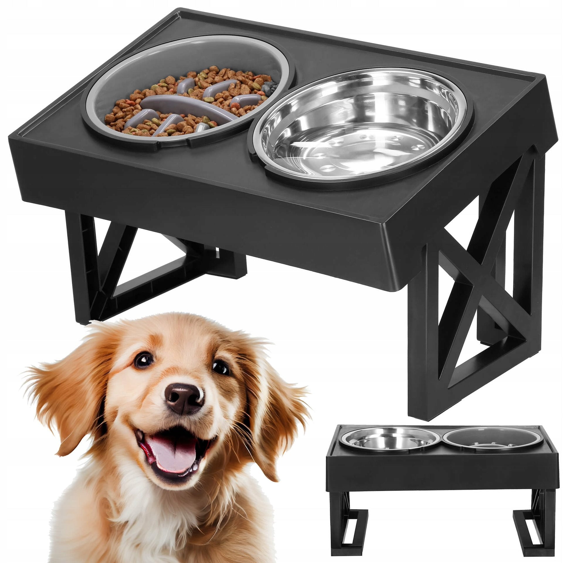 DOUBLE BOWL x2 FOR DOG ADJUSTABLE HEIGHT SLOW STAND Manufacturer code PA0333