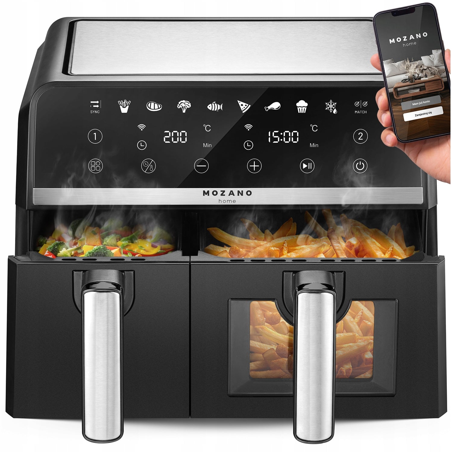 DOUBLE CHAMBER NON-FAT AIR FRYER 9L 2600W AIR FRYER XL WIFI