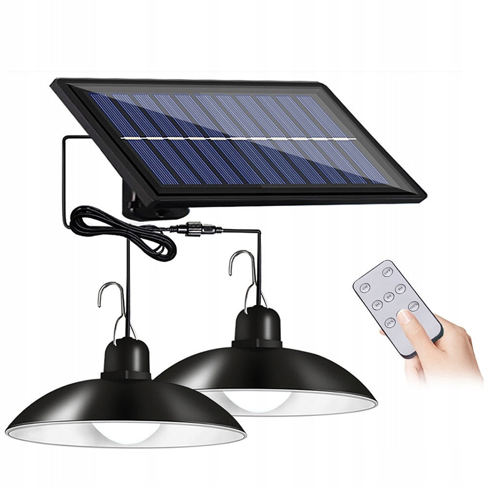 DOUBLE CHANDELIER SOLAR LED LAMP SEPARATE PANEL SOLAR REMOTE CONTROL