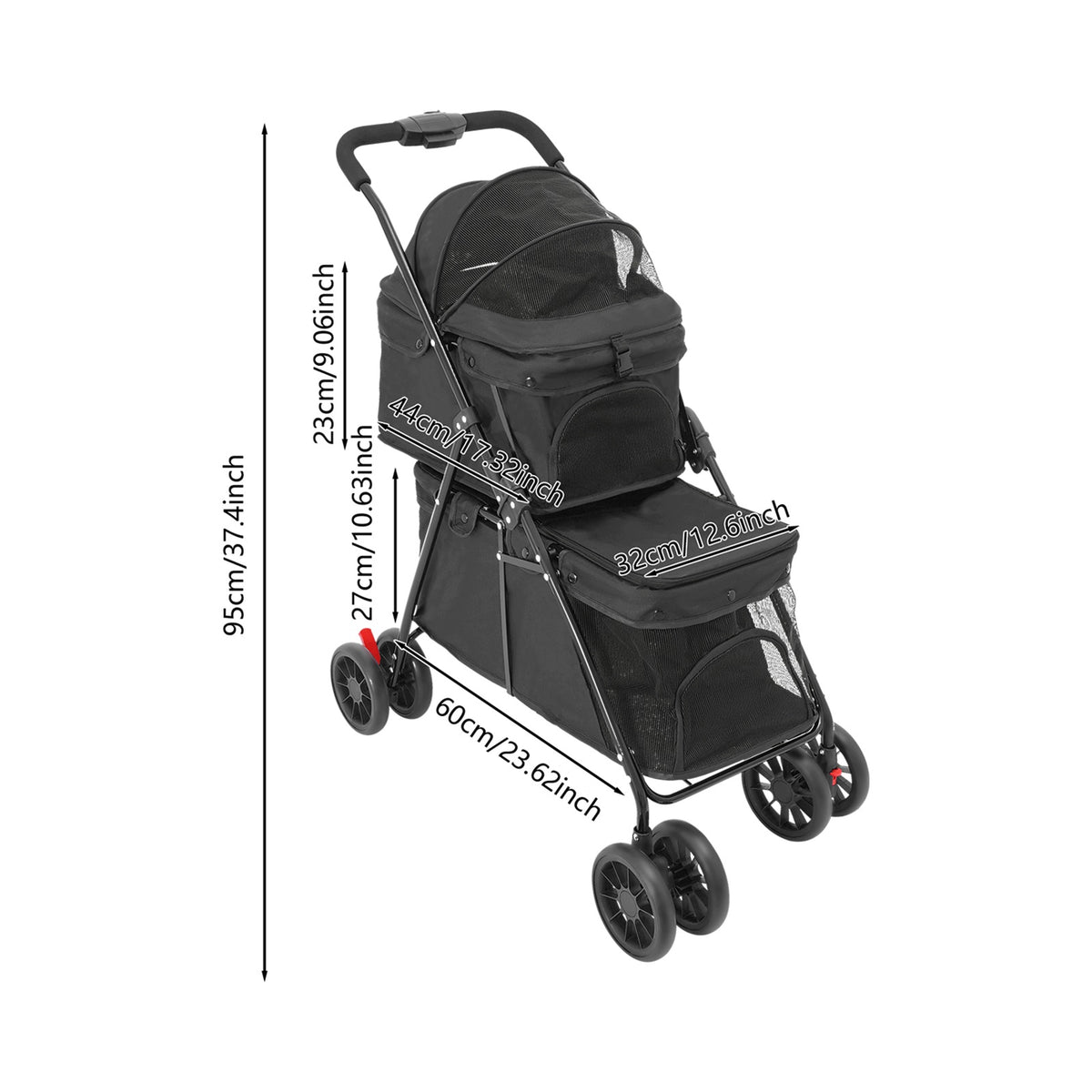 DOUBLE-DECKER PET STROLLER - BLACK Manufacturer code 49751cc