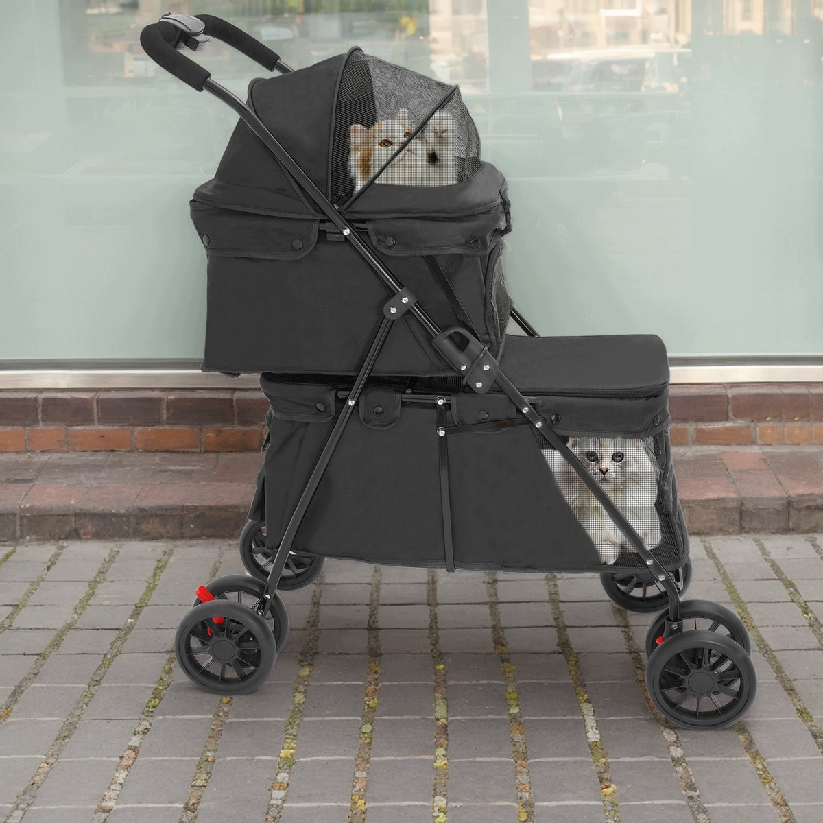 DOUBLE-DECKER PET STROLLER - BLACK Packaging status original