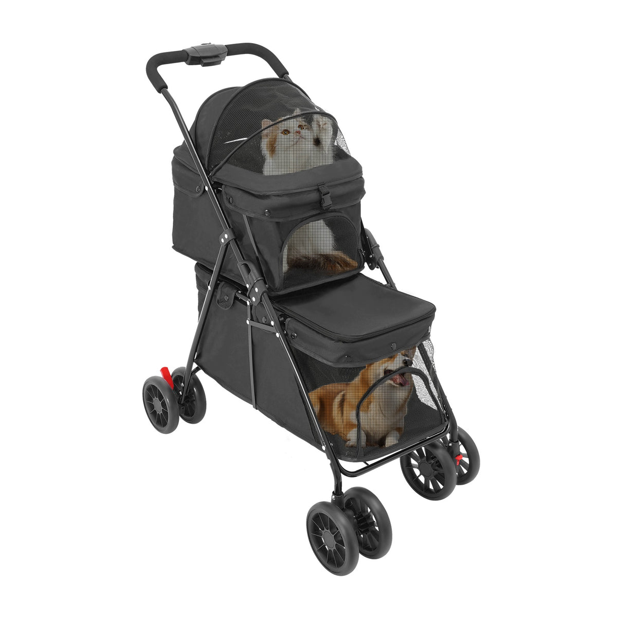 DOUBLE-DECKER PET STROLLER - BLACK