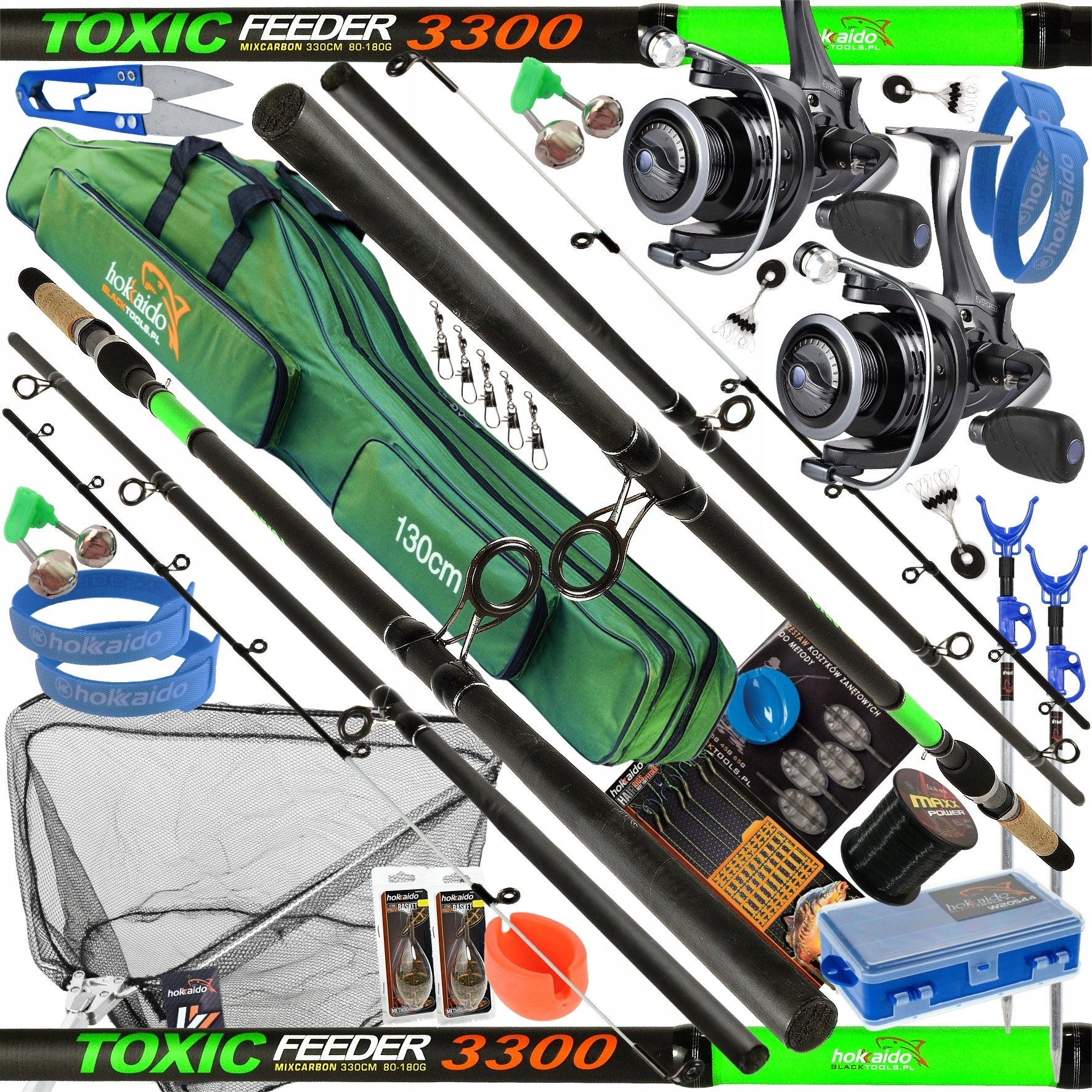 DOUBLE FISHING SET FEEDER GROUND HOKKAIDO TOXIC 3,3M FREE GEAR