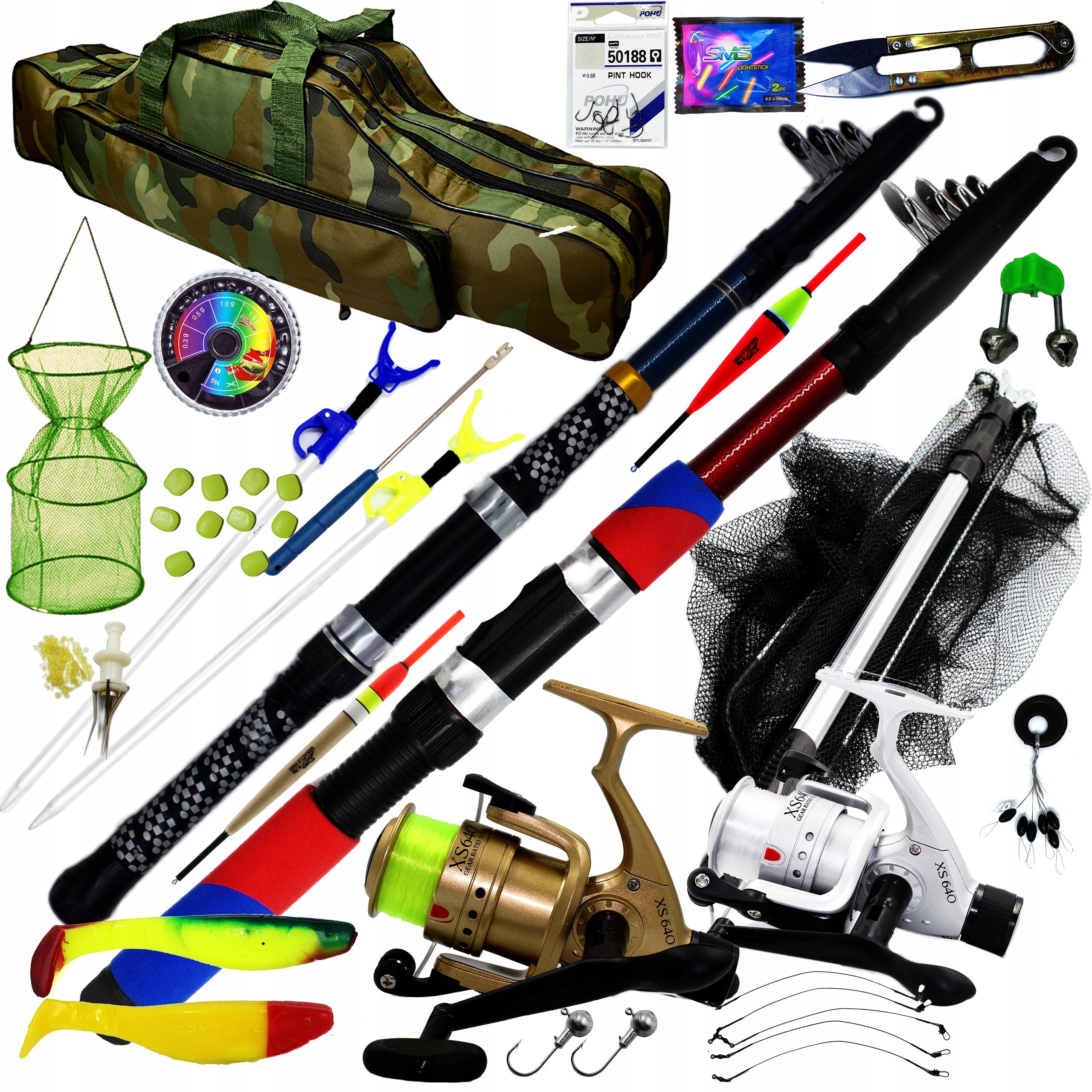 DOUBLE FISHING SET LARGE 3,6m Complete for GIFT Reel Rods