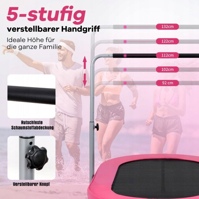 DOUBLE FOLDING FITNESS TRAMPOLINE 154 X 90 X 92 -132 CM PINK Brand Costway