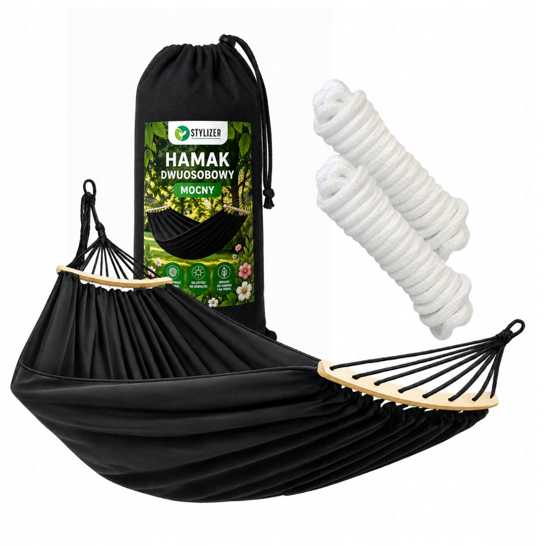 DOUBLE GARDEN HAMMOCK with BAR STRONG HOLDING with bag Packaging status original
