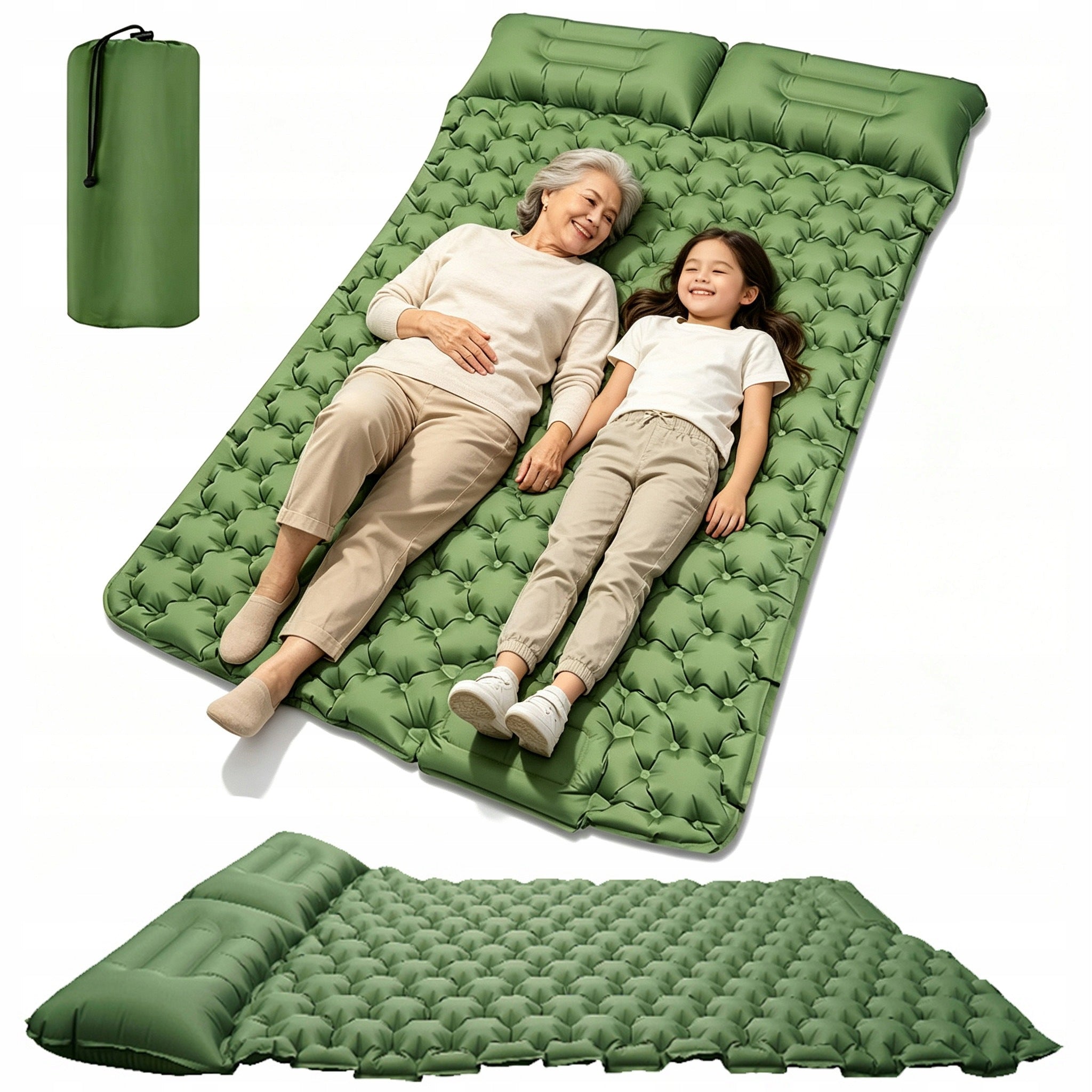 DOUBLE INFLATABLE CAMPING MAT FOR TENT 195X125X10CM HONEYCOMB STRUCTURE