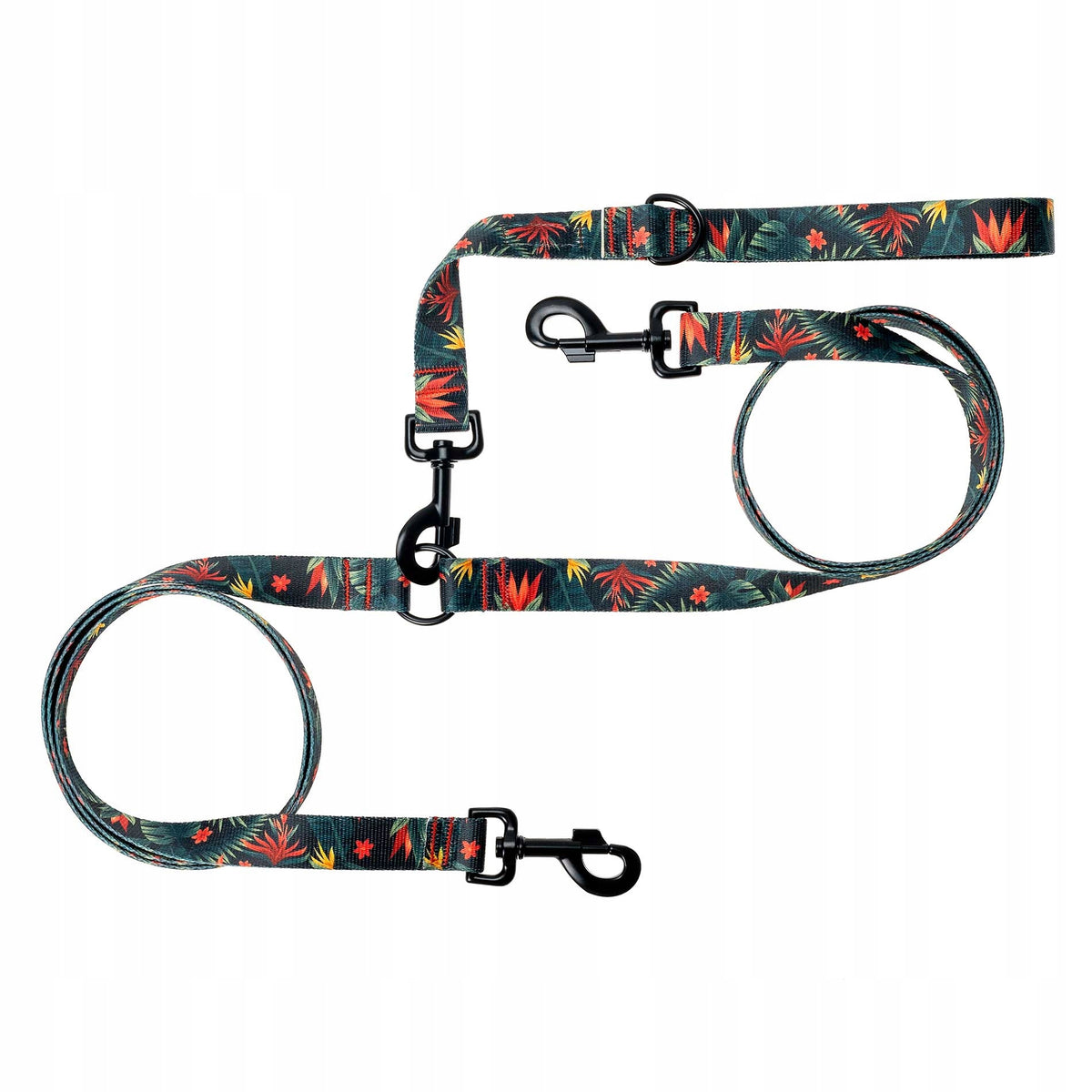 DOUBLE LEASH medium dogs BINARY 1,78 m tape 2 cm Ukory PRINT green Packaging status original