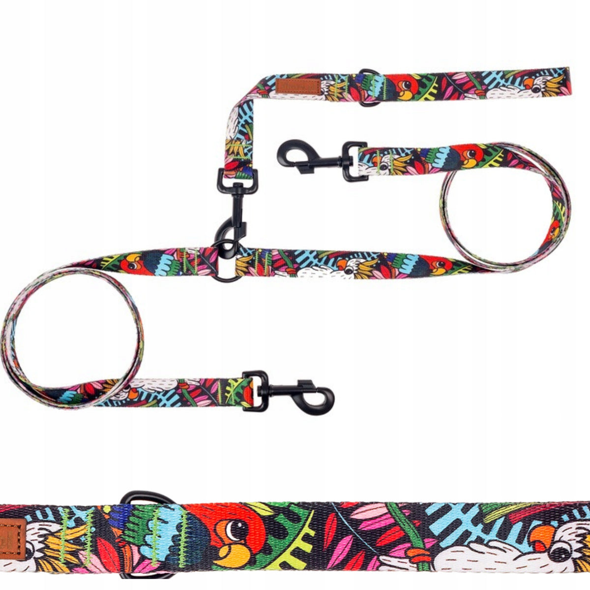 DOUBLE LEASH without tangling DOGS 1,78 m tape 1,5 cm Ukory ORIGINAL DESIGN