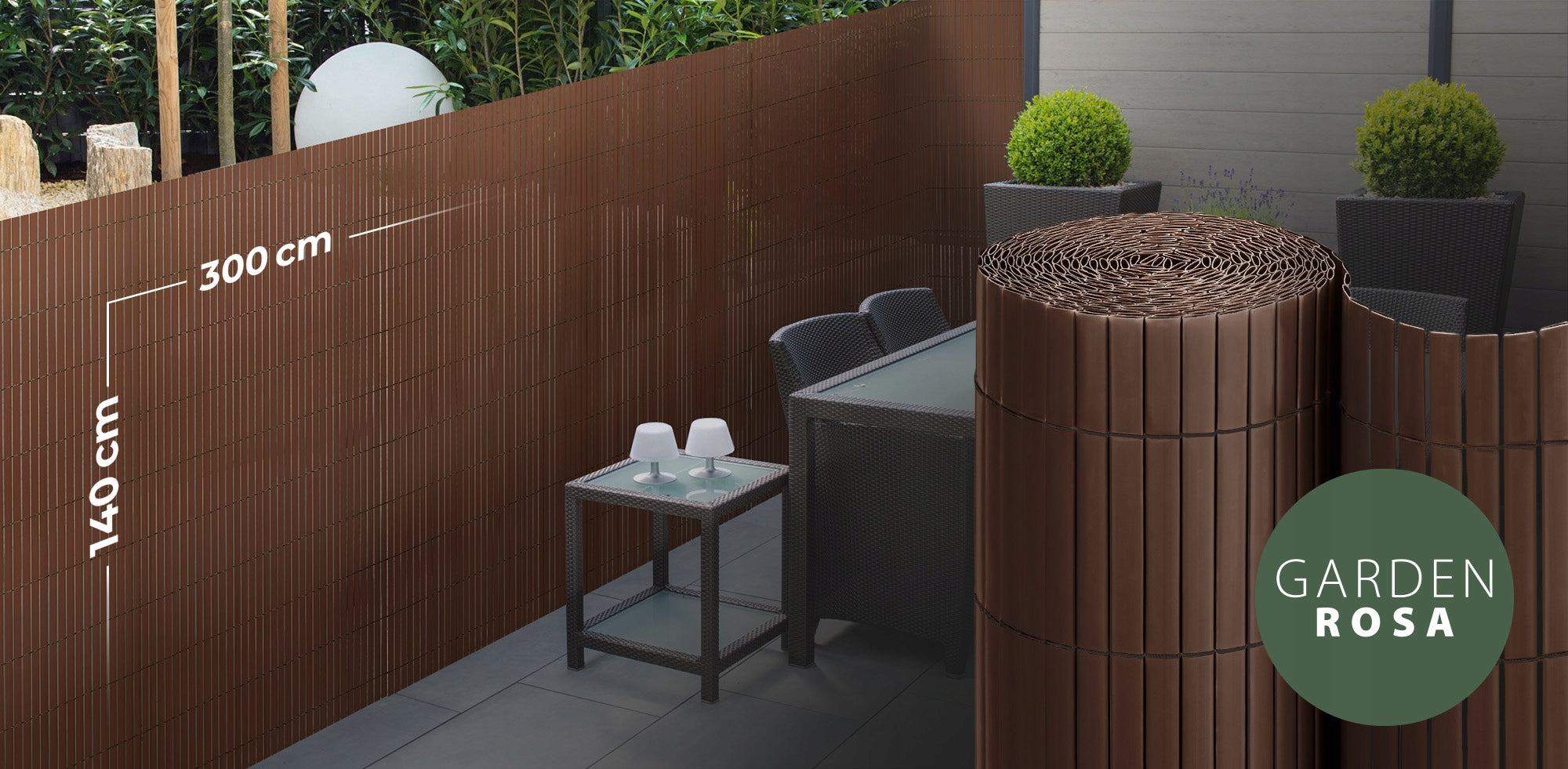 DOUBLE-SIDED BALCONY MAT BALCONY COVER TERRACE BROWN PVC 140x300 cm Packaging status original