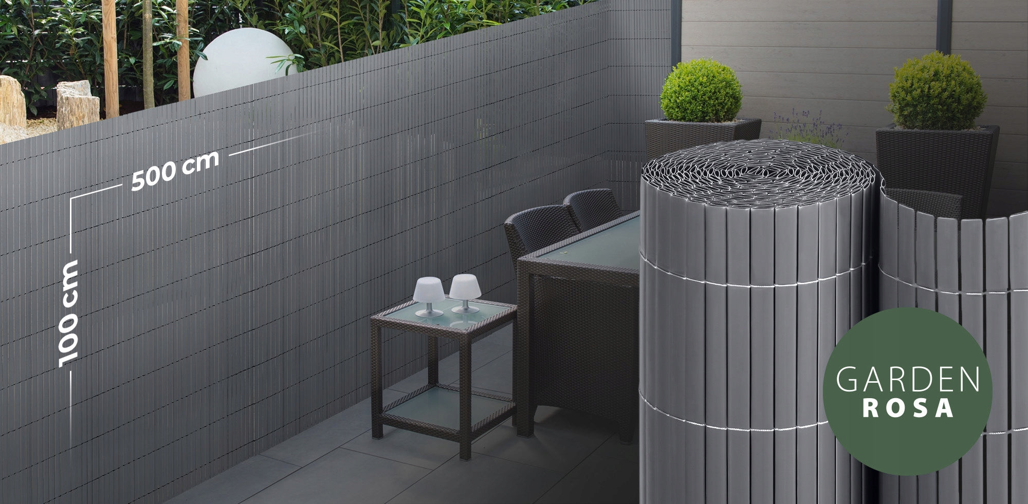 DOUBLE-SIDED BALCONY MAT BALCONY COVER TERRACE GREY PVC 100x500 cm Packaging status original