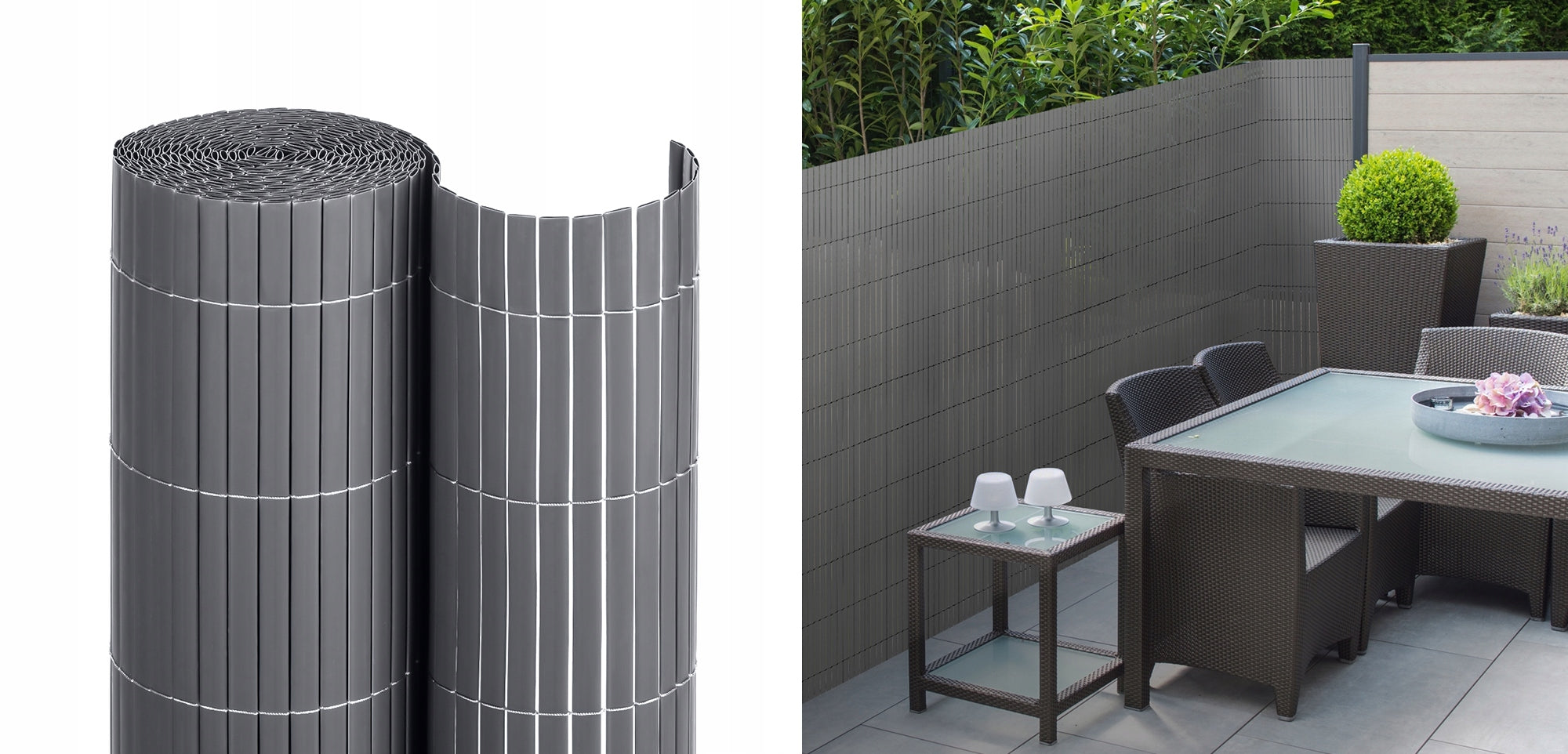 DOUBLE-SIDED BALCONY MAT BALCONY COVER TERRACE GREY PVC 120x400 cm Length 400 cm