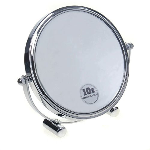 DOUBLE SIDED COSMETIC MIRROR 10X ROTARY 360 SILVER Packaging status original