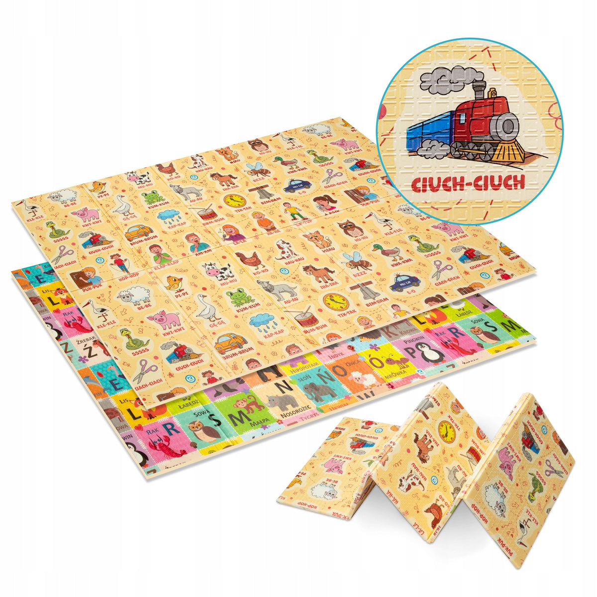 DOUBLE-SIDED EDUCATIONAL FOAM MAT 120X180X1 CM LEARNING SOUNDS ALPHABET PL
