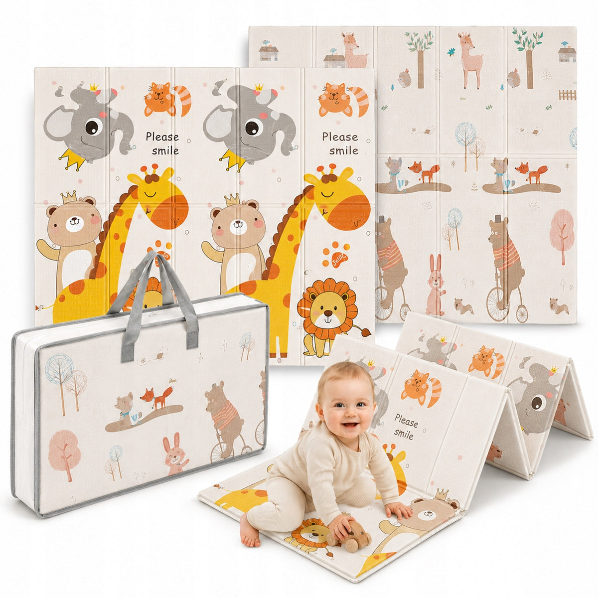 DOUBLE SIDED FOAM MAT 180X200 CM folding for children educational pet
