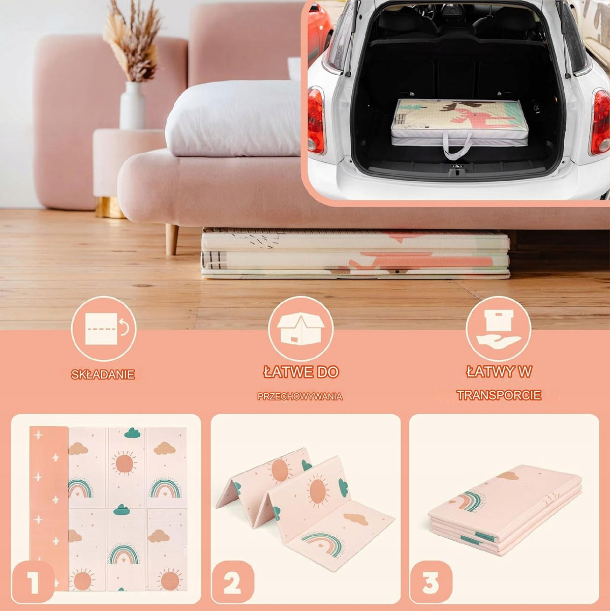 DOUBLE SIDED FOAM MAT FOR CHILDREN FOLDING 150x180 SWEETY FOX Manufacturer code 3701217641327