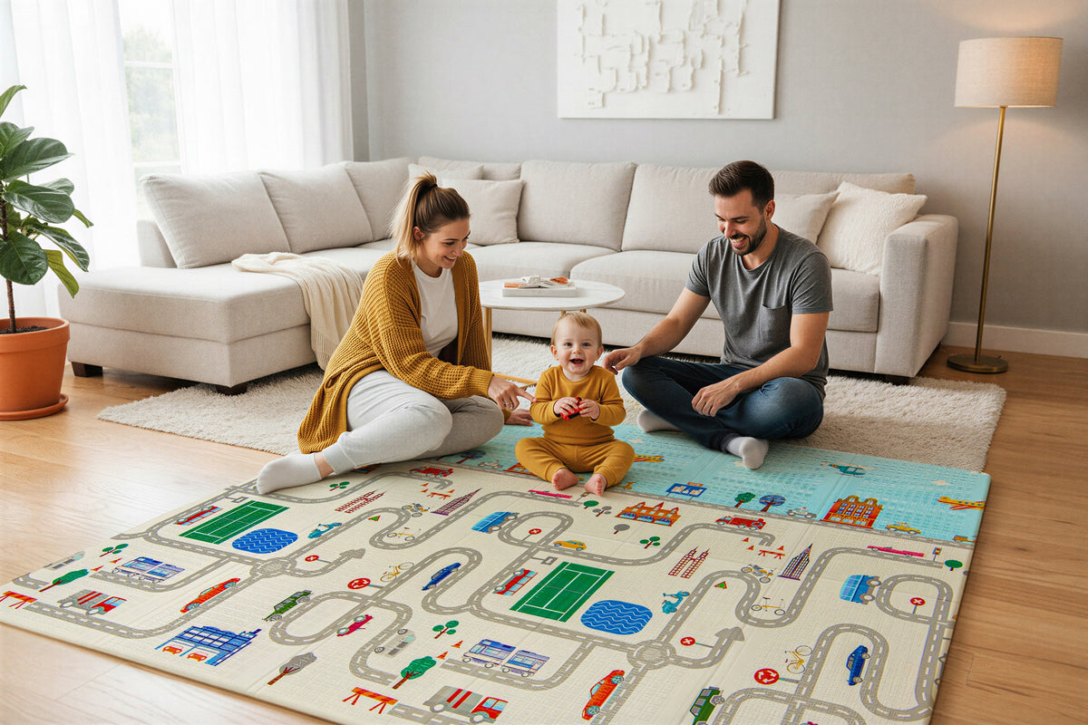 DOUBLE-SIDED FOAM MAT GIRAFFES LARGE 180x200 CM FOLDING THICK 1 CM 0+ Kid's age 0＋