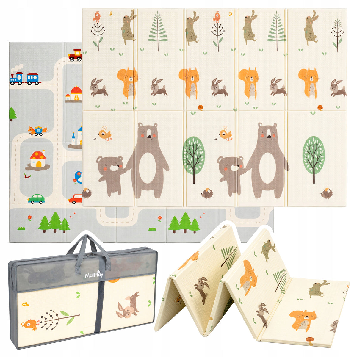 DOUBLE-SIDED FOLDING FOAM MAT 150 × 180 CM XPE FOR CHILDREN Packaging status original