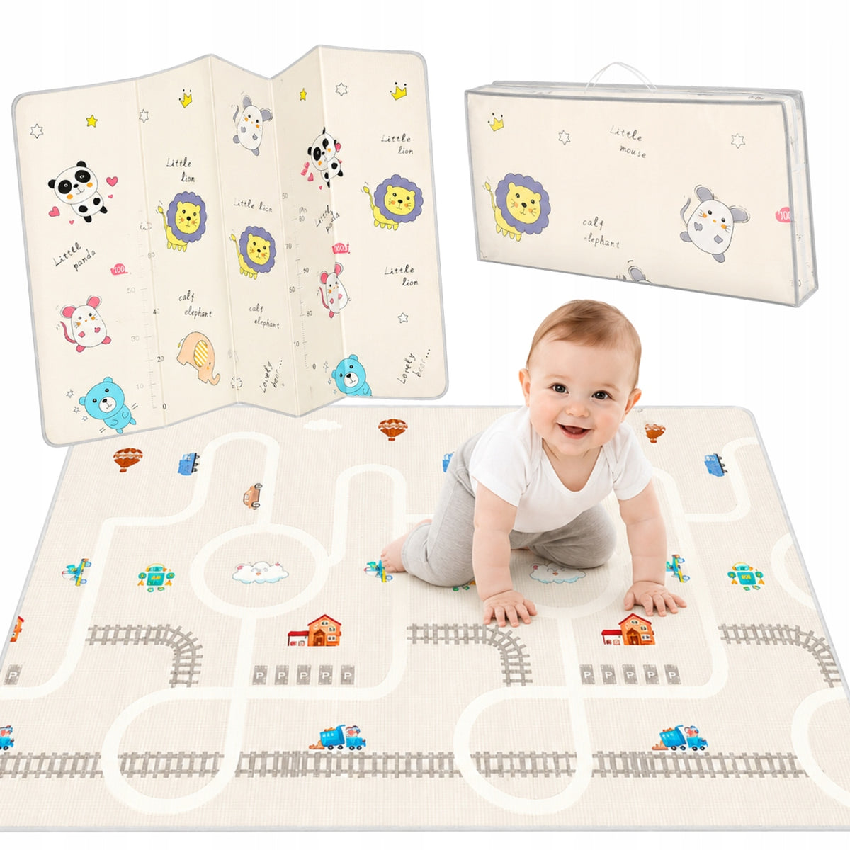 DOUBLE SIDED FOLDING FOAM SENSORY MAT FOR BABIES 200x180CM