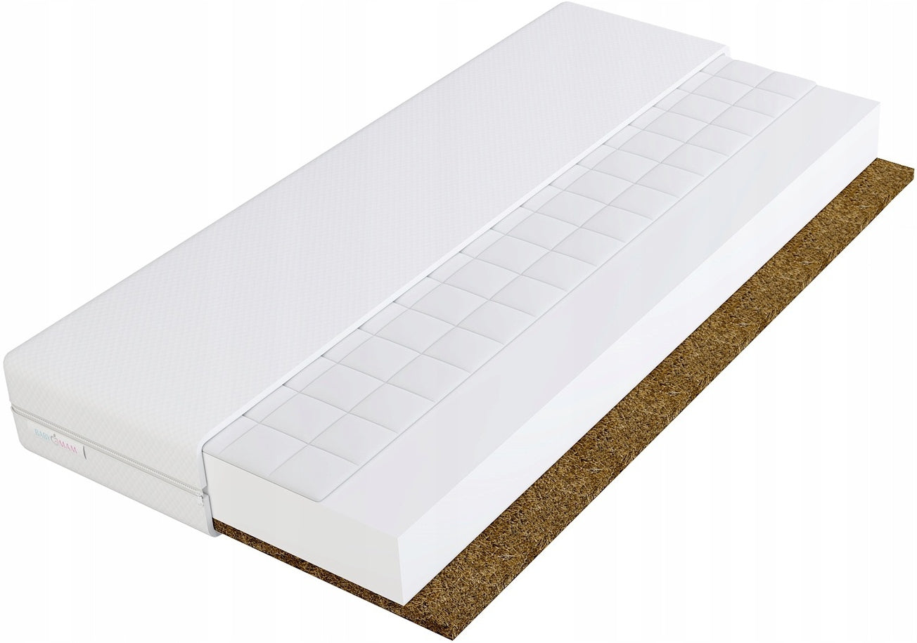 DOUBLE-SIDED Foam mattress COCONUT BUCKWHEAT 60x120 9cm H2 H3 ANTI-ALLERGIC Brand Babymam