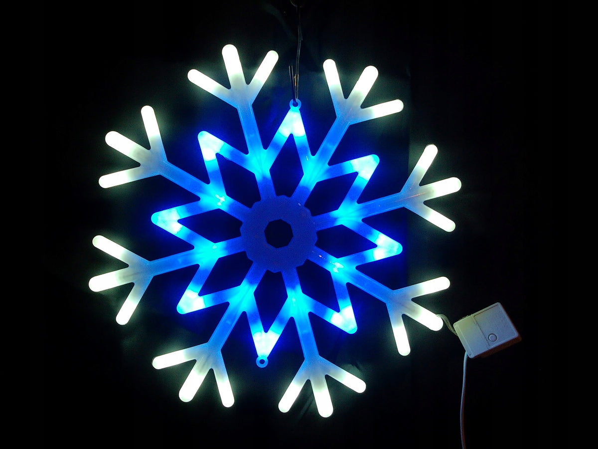 DOUBLE-SIDED SNOWFLAKE WHITE AND BLUE LED STAR 40 cm ACRYLIC + PROGRAMMING