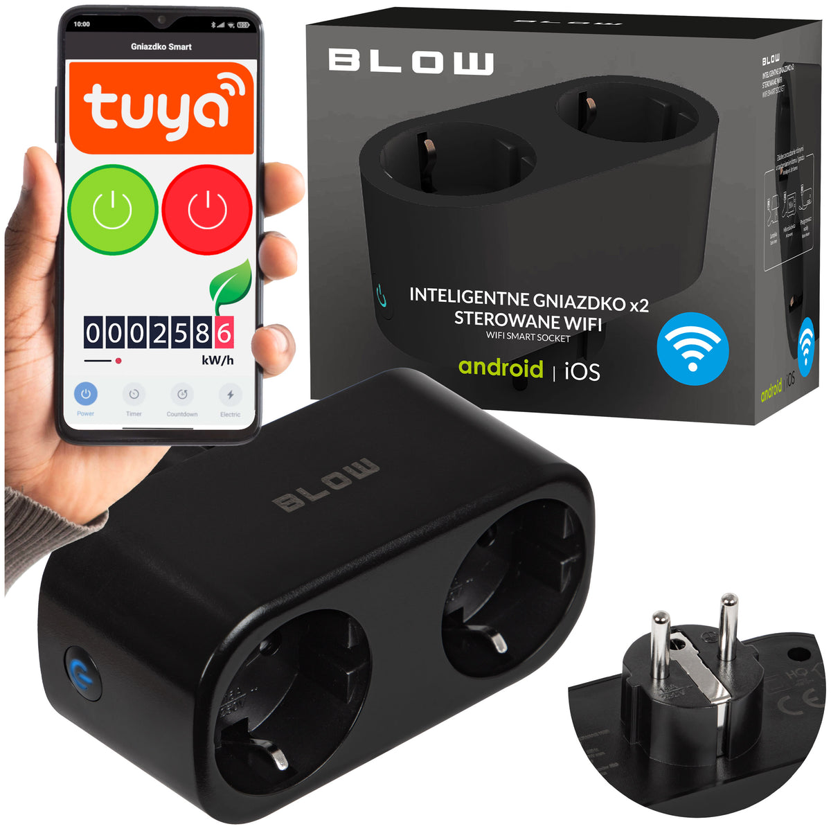 DOUBLE SOCKET WiFi SMART TUYA WATTMETER PROGRAMMER SOCKET 16A
