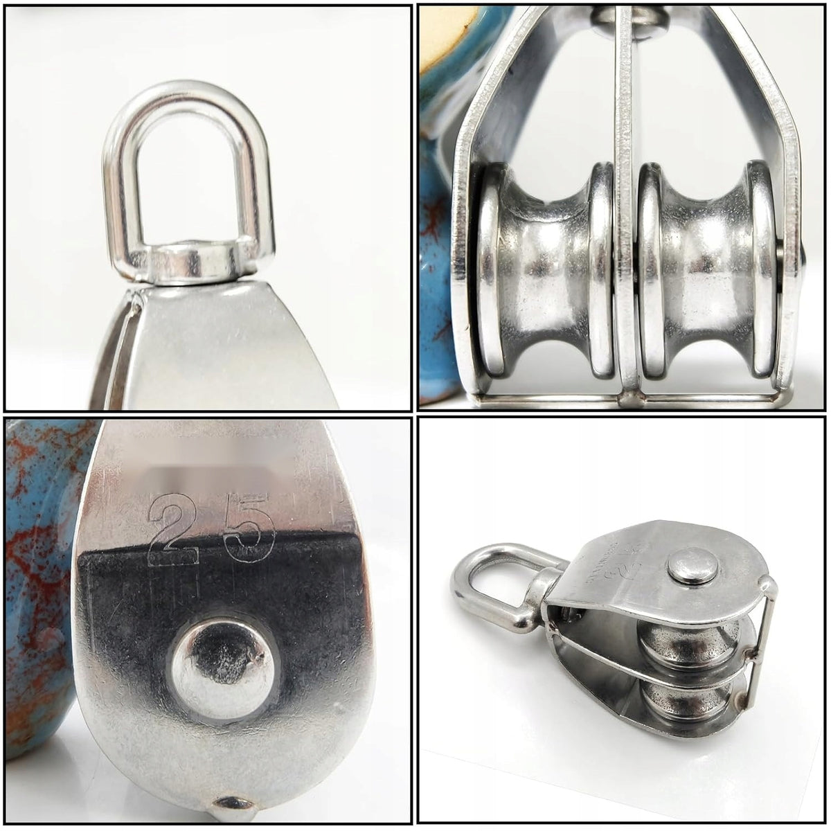 DOUBLE SUPPORT ROLLER STAINLESS STEEL M25 BLOCKS ROPE WINCH Power supply rechargeable battery