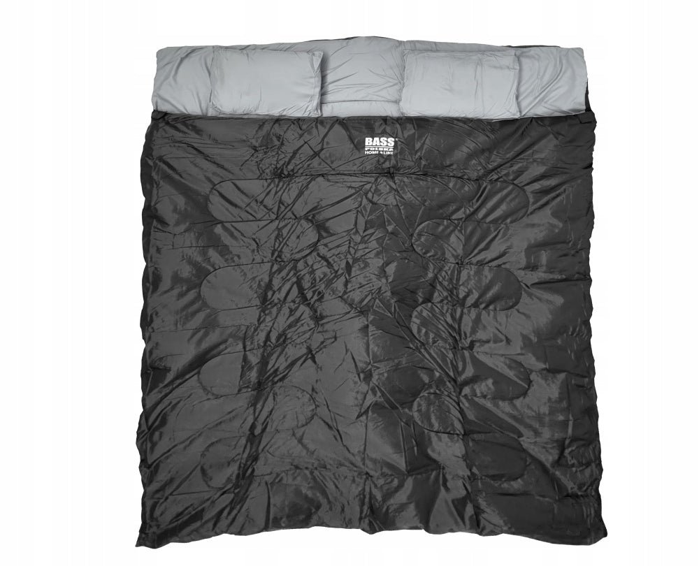 DOUBLE TOURIST SLEEPING BAG 220X150CM WINDPROOF BASS Poland Color black