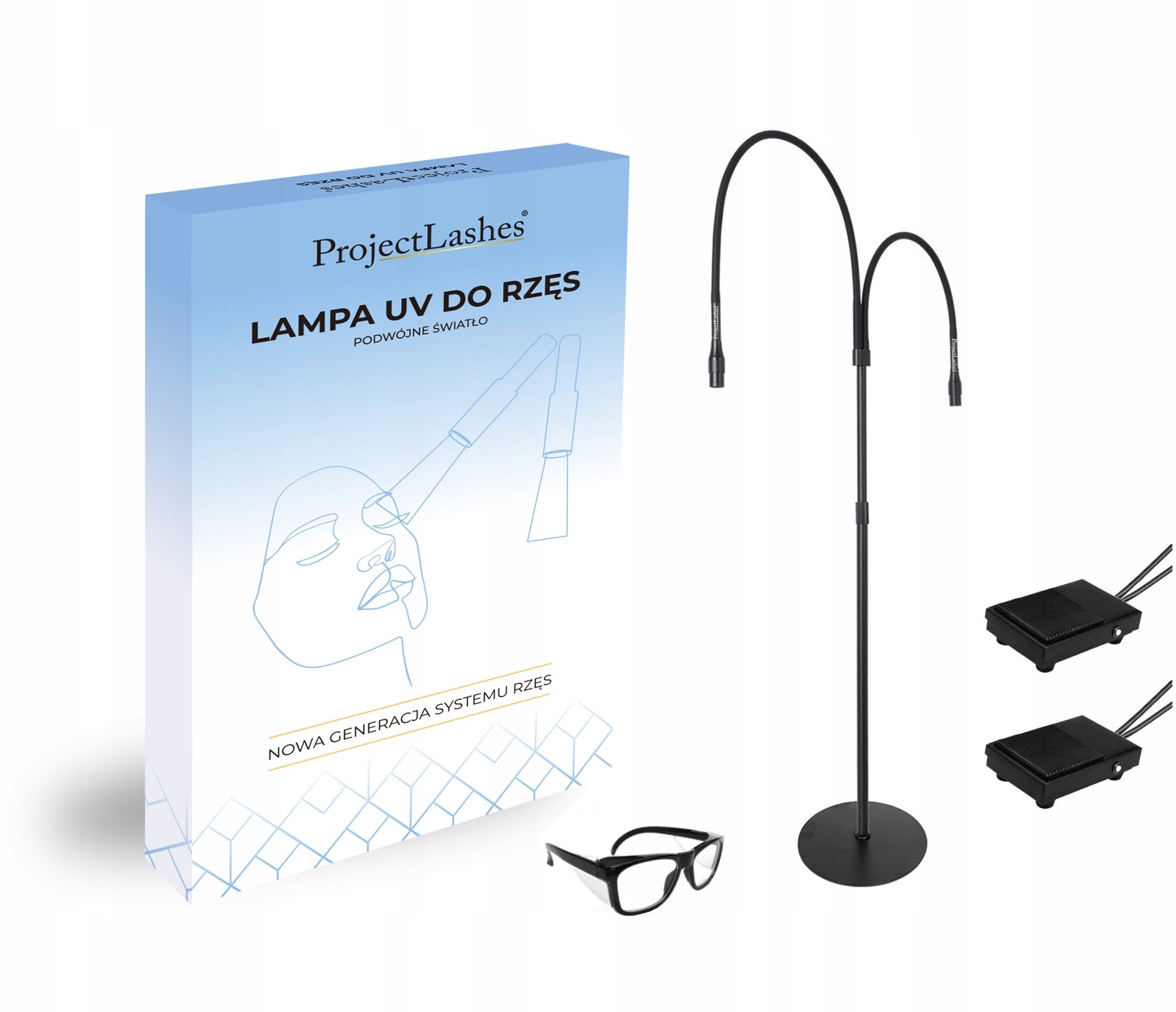 DOUBLE UV lamp for eyelash extensions ProjectLashes + glasses BLACK
