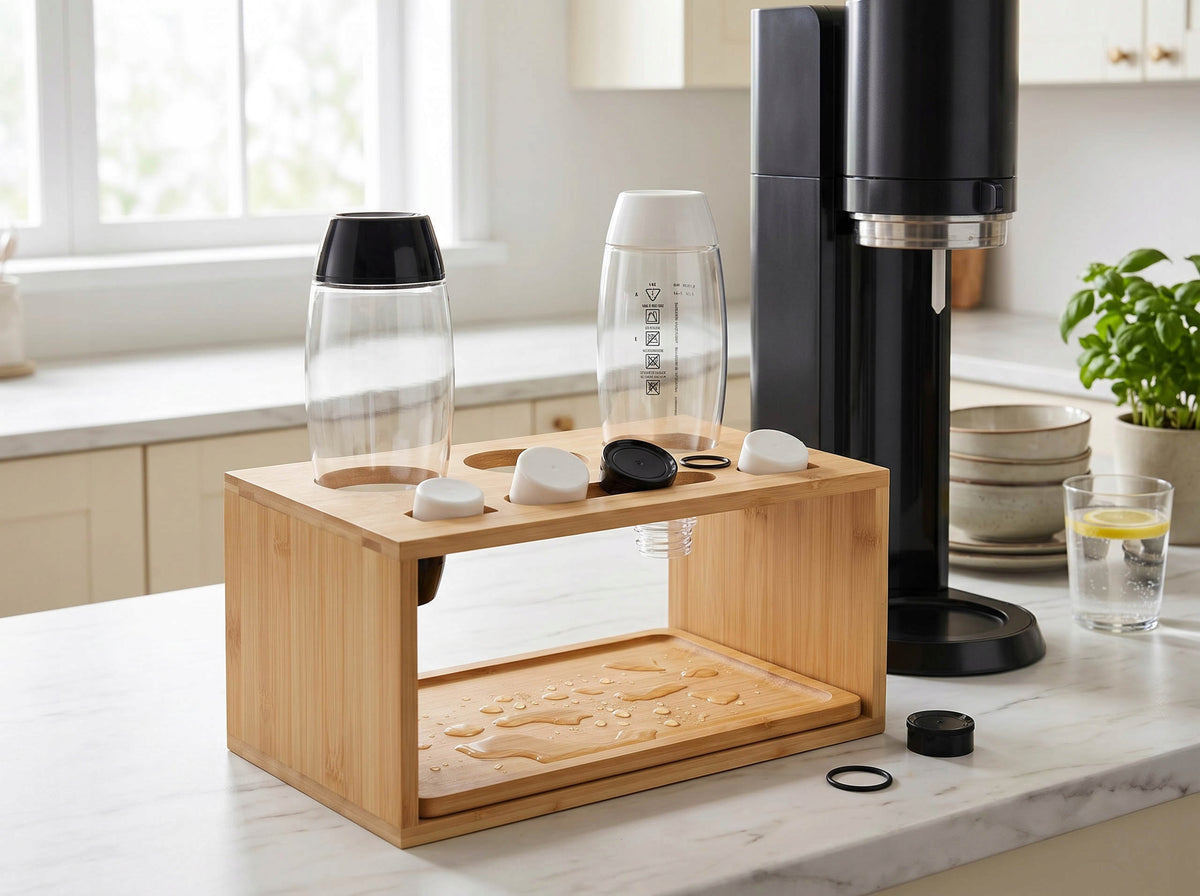 DRAINER FOR 3 BOTTLES FOR SATURATOR SODASTREAM STAND BAMBOO HOLDER Manufacturer code 333112MG