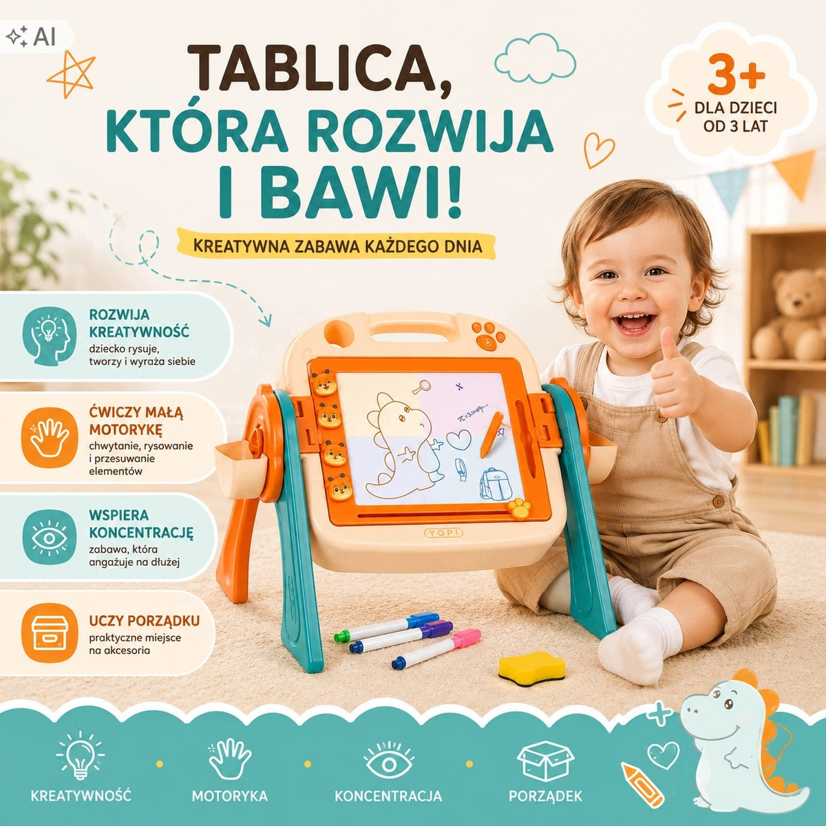 DRAWING TABLE EDUCATIONAL DESK EASEL GIFT CHILD INTERACTIVITY Manufacturer code STOLIK DO RYSOWANIA