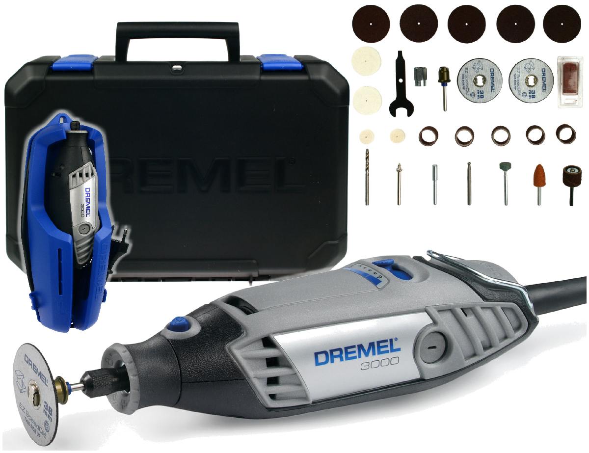DREMEL 3000 + 25 ACCESSORIES + WALL MOUNT + SUITCASE