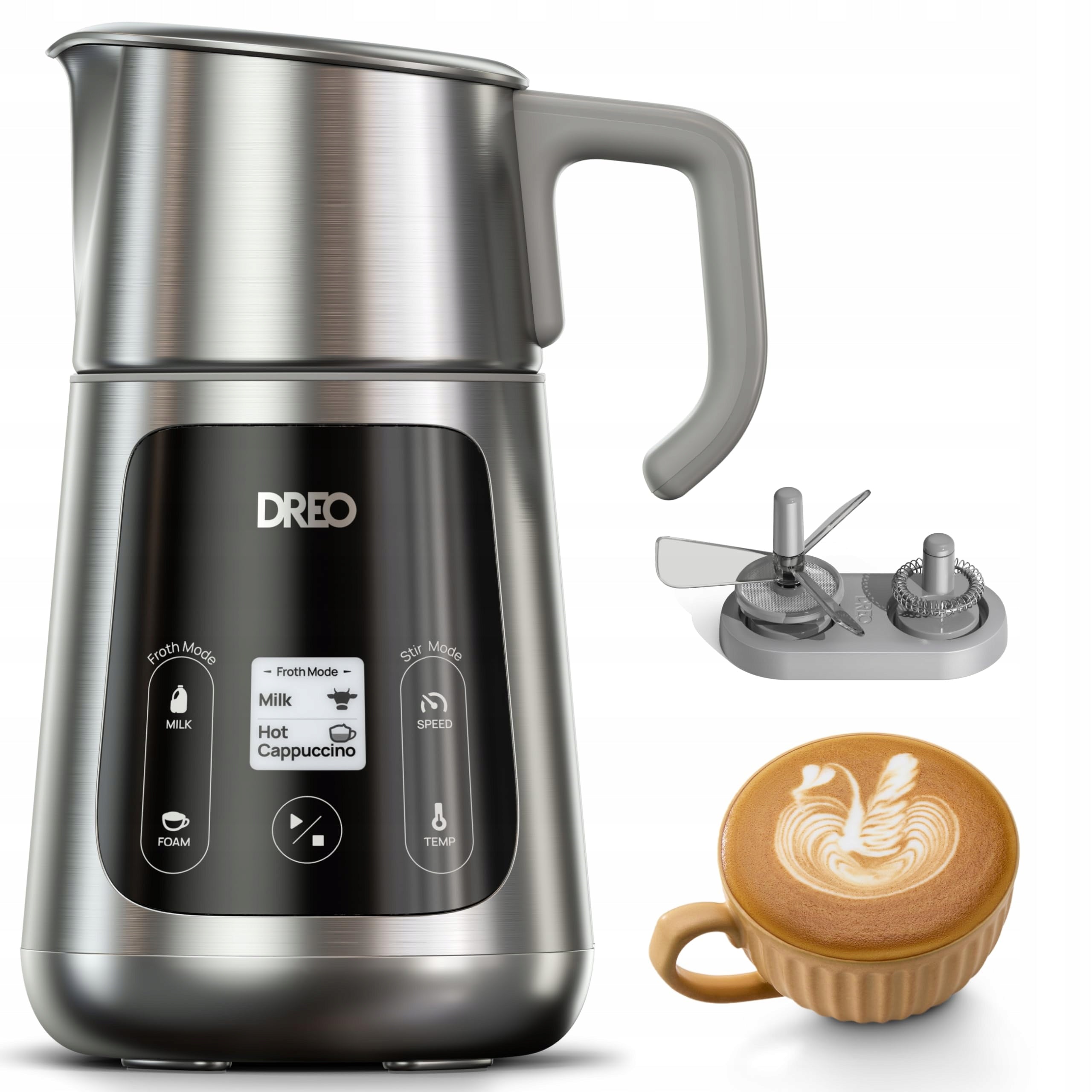 DREO All-in-1 Milk Frother, Electric Milk & Hot Chocolate Maker, Quiet Operation