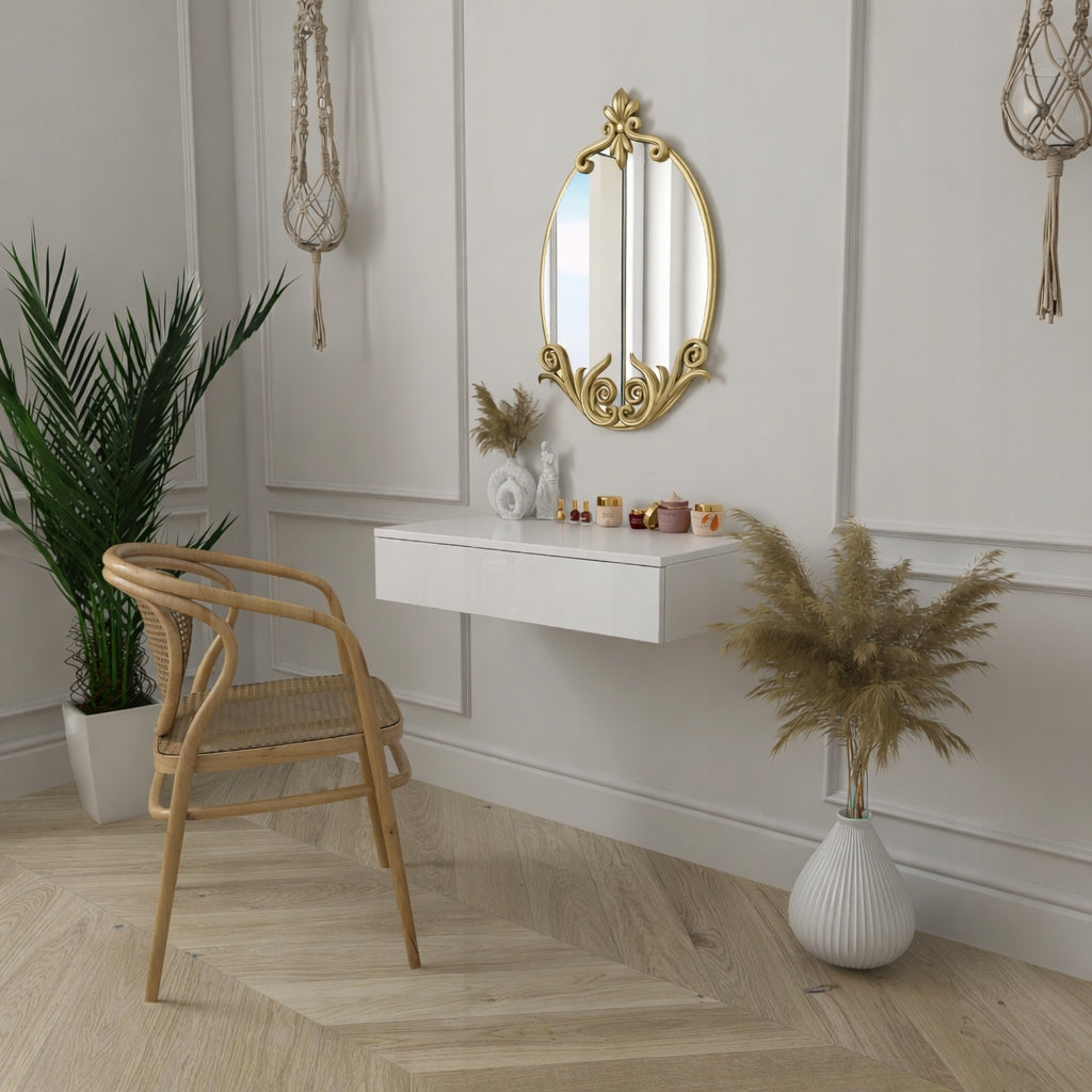 DRESSING TABLE CONSOLE LENA HANGING 75CM WHITE GLOSS Brand Meblano
