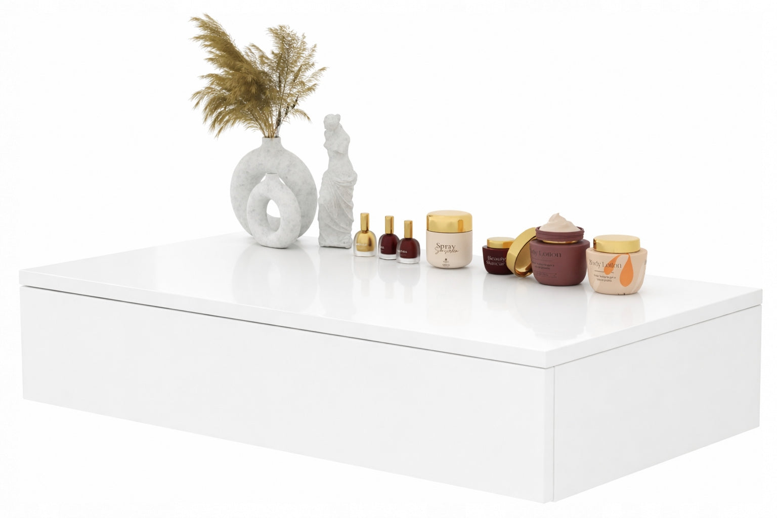 DRESSING TABLE CONSOLE LENA HANGING 75CM WHITE GLOSS