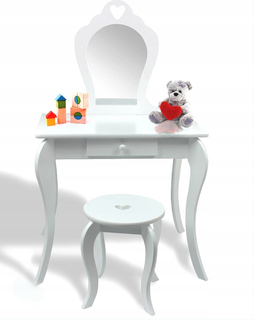 DRESSING TABLE COSMETIC FOR GIRLS MAKEUP WITH MIRROR STOOL WHITE Packaging status original