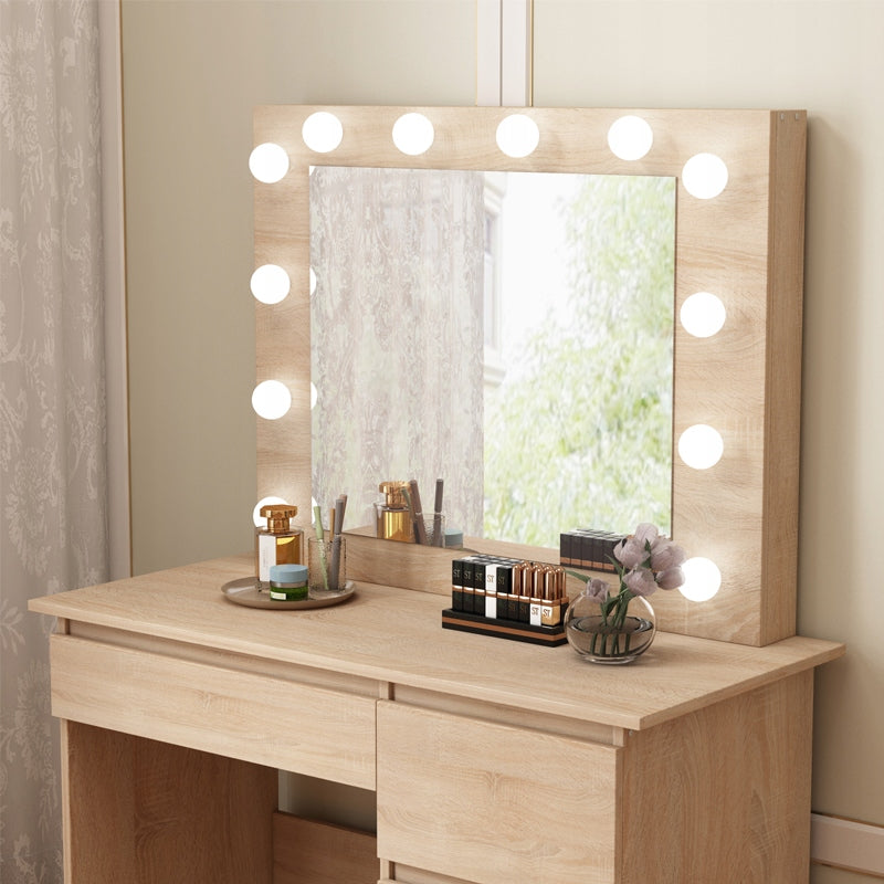 DRESSING TABLE COSMETIC LED LIGHTING SONOMA OAK 4 DRAWERS BEDROOM BROWN Manufacturer code 1015808