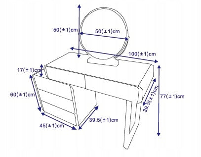 DRESSING TABLE COSMETIC LED Mirror Lighting Pouf White Black Makeup Home Furniture color white black