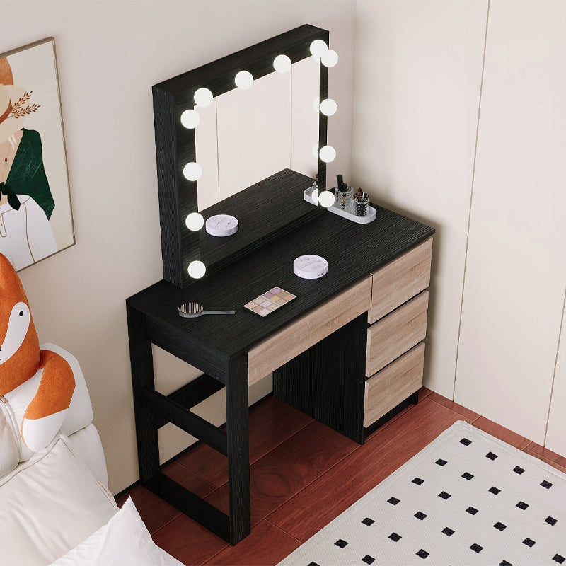 DRESSING TABLE COSMETIC MAKEUP WITH MIRROR LED MODERN BLACK LOFT Brand Muvu